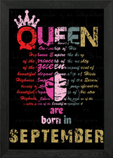 Queen Are BornIn September Framed Wall Art Poster Canvas Print Picture