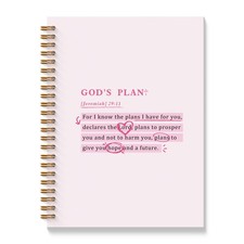 Pink Christian Spiral Notebooks, Jeremiah 29:11 Bible Journaling Notebook, Re...