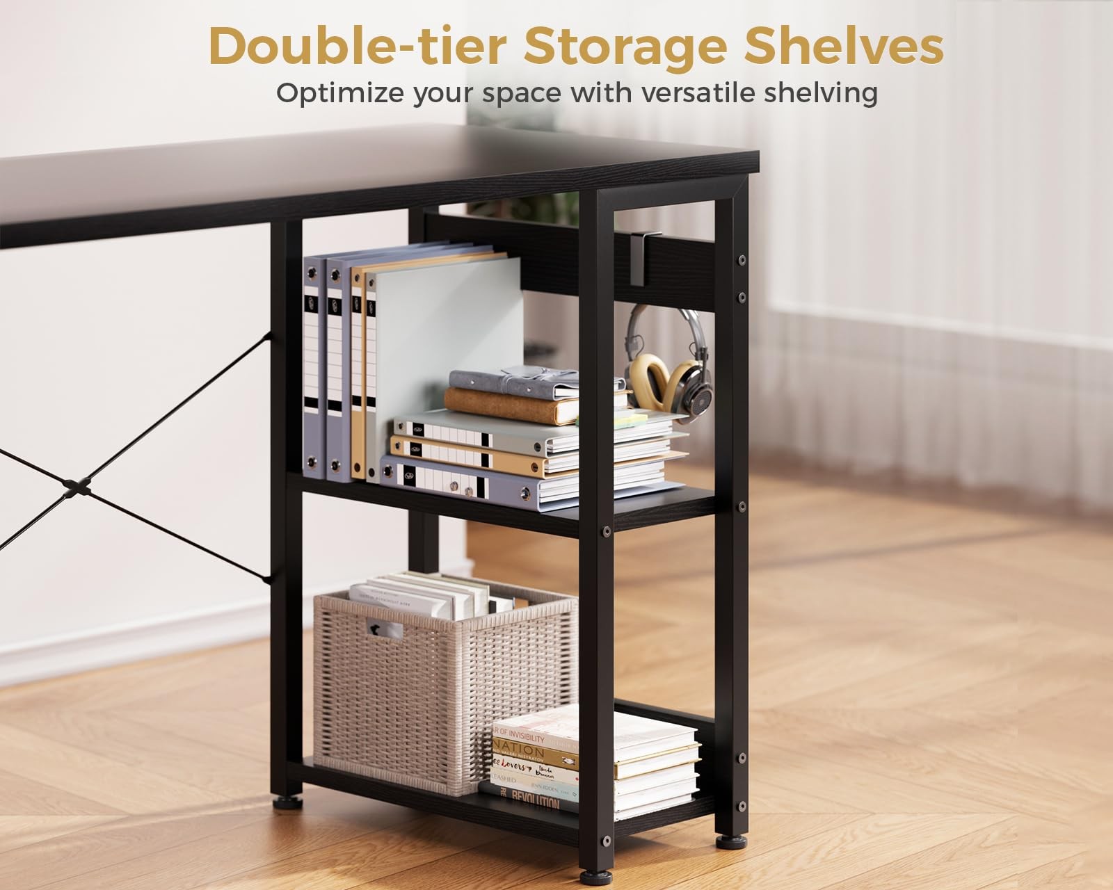 40 Inch Small Computer Desk with 4 Fabric Drawers, Modern Writing PC Desk for...