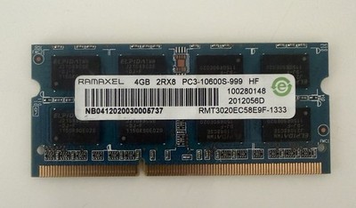 RAMAXEL 4GB DDR3 1333MHz SO-DIMM PC3-10600S 2Rx8 CL9 204-Pin Laptop RAM