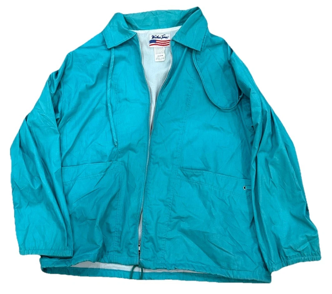 Veste Vintage Weather Tamer Femme – Taille 52/32 – Nylon Bleu – Doublée – USA