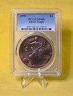 1999 American Silver Eagle ~  PCGS ~1oz  .999 MS68 ~  Toned Toning