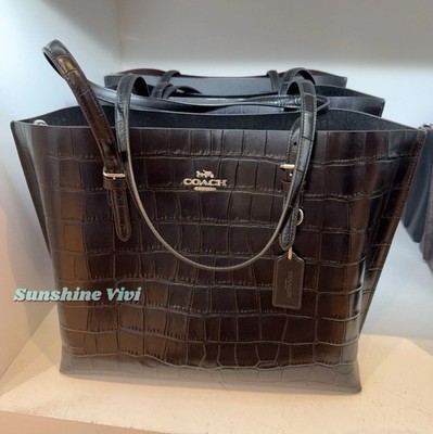 NWT Coach Large Mollie Tote Bag Crocodile-embossed leather CW018