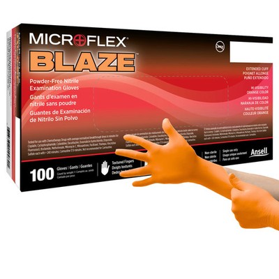 Exam Glove MICROFLEX Blaze 2X-Large 100 per Box NonSterile Nitrile Standard Cuff