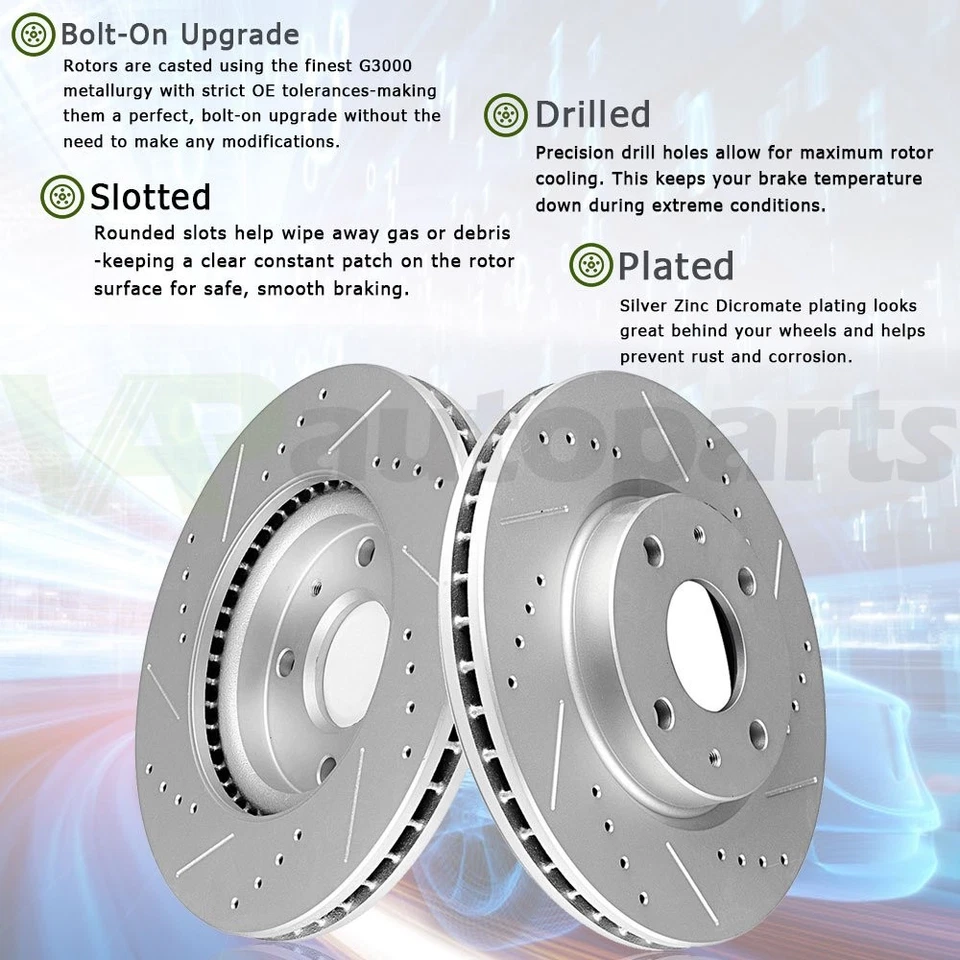 Front & Rear Brake Discs Rotors For Infiniti EX35 M45 For Nissan 350Z Drilled Foto 3 de 4
