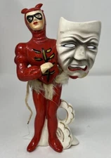 Vintage Enesco Sonsco Red Devil Ballerina Male W/ Comedy Tragedy Mask Figurine