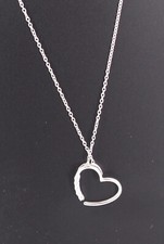 925 Sterling Silver Heart Necklace with Cubic Zirconia Valentine's Day Italy NEW