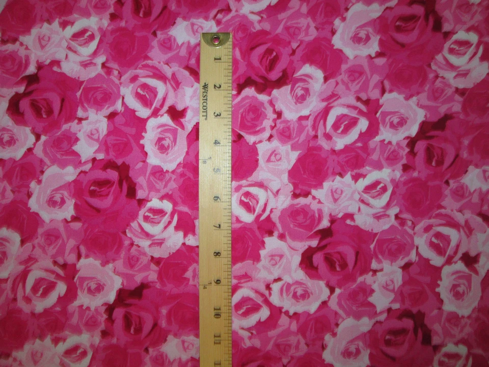  TELA DE ALGODÓN ROSA FLORES ROSAS PARIS FQ  Foto 2 de 3