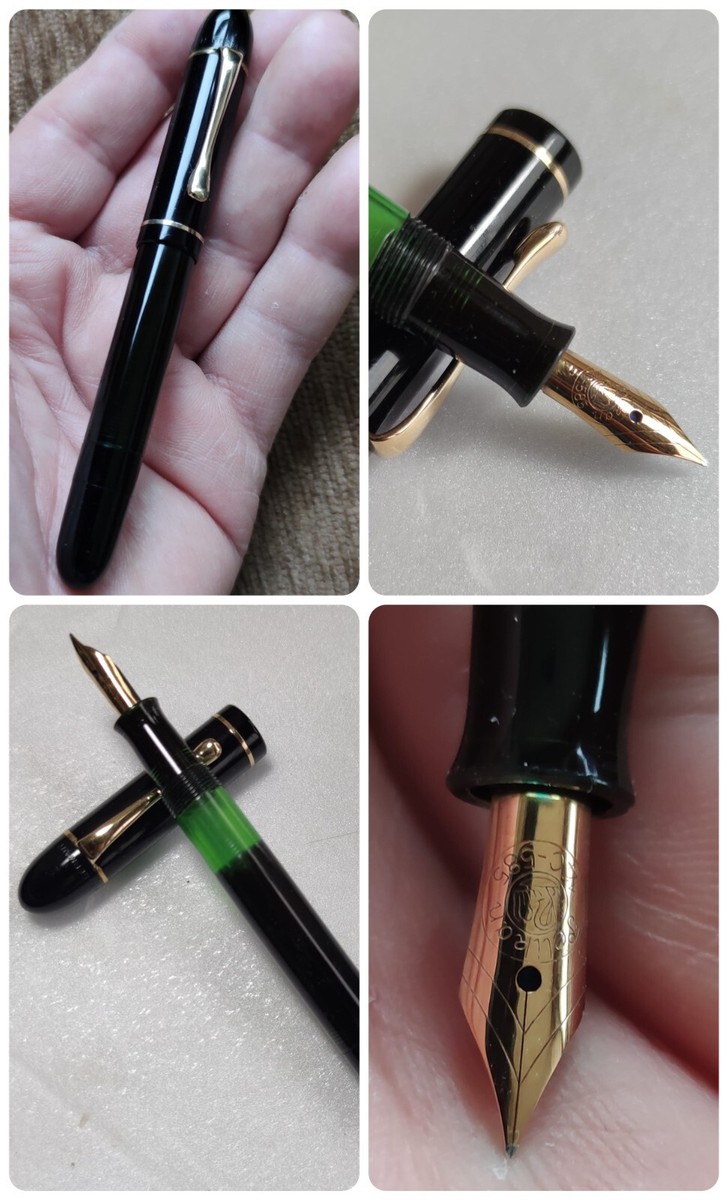 🔴PELIKAN 130 IBIS Black Color Fountain Pen 14 K Gold 585 F flex