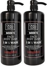 2 Pack Dead Sea Collection Mens Sandalwood 3 In 1 Face Body & Hair Wash 33.8 Oz