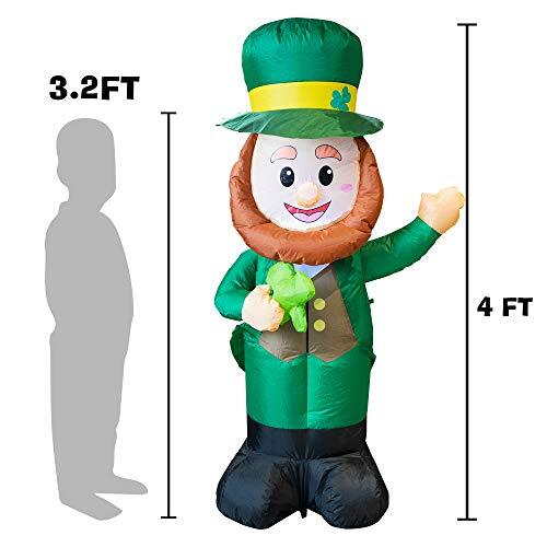4 Feet Inflatable St Patrick's Day Decoration, Blow Up Leprechaun with