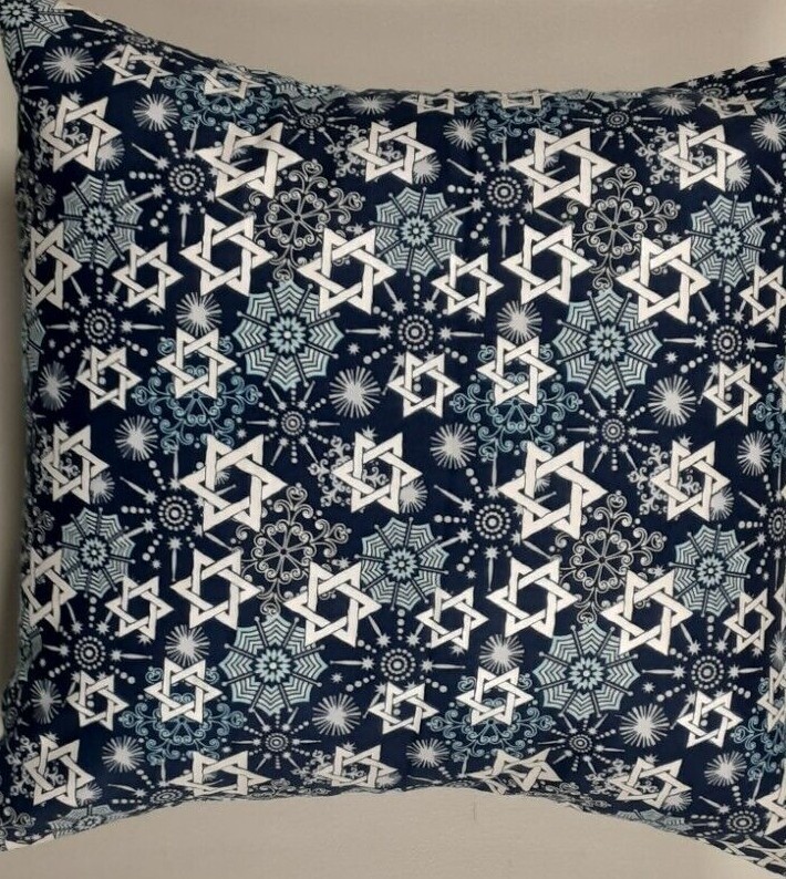 Throw Pillow Cover, Hanukkah, Star of David, Blue, White-image