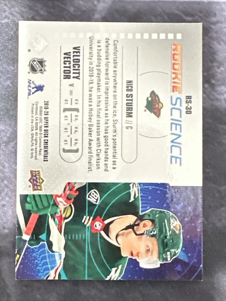 2019-20 Upper Deck Credentials Rookie Science RS30 Nico Sturm Minnesota Wild - Image 2 of 2