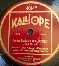 Król. Augusta Garde Grenadier Reg. "Carmen" 78rpm 12" rzadki Kalliope Berlin SO16