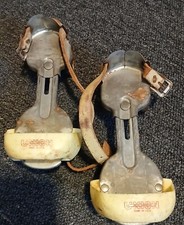 Vintage Union Brand Adjustable Youth Metal Roller Skates With Leather Straps 5