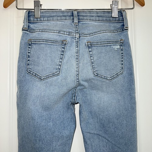 Gap Kids Sky High Skinny Ankle Torn Jeans Size 10 Adjustable Straps Raw Hem - Picture 4 of 9