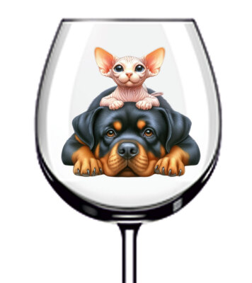 12x Stapel Hund bunte Weinglas Flasche Becher Vinyl Aufkleber Abziehbilder a10936