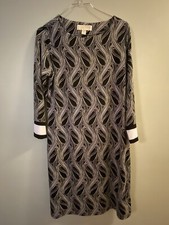 Michael Kors Dress Small Black And White Geometric Print Stretch Pullover