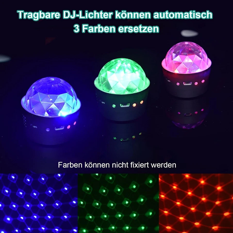 Mini Discokugel Disco Lichter LED Party Lights Musikgesteuert Nachtlicht F180 - Bild 2 von 4