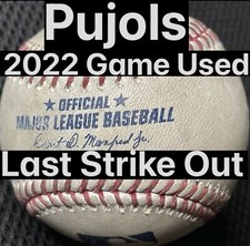 1/1 2022 Albert Pujols Game Used Last Strike Out Baseball of Career MLB Holo LOA