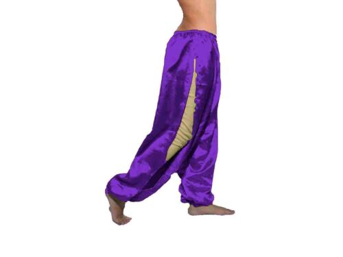 Satin Belly Dance Pantaloons Pant Yoga Pant High Split Harem Aladdin Baggy S18-1 - Picture 32 of 44