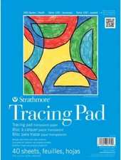 Strathmore 100 Series Tracing Pad, 9"x12" Tape Bound, White, 40 Sheets
