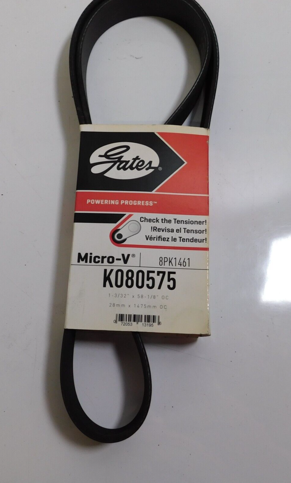 Gates MicroV Belt K080575 Serpentine Belt (8PK1461) 28mm x 1475 mm OC