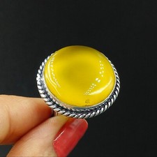 Natural Chalcedony Round Ring 925 Sterling Silver Proposal Jewelry