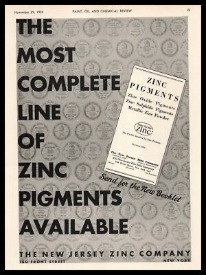 1934 The New Jersey Zinc Company Pigments 160 Front Street Chicago IL Print Ad