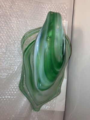 Vintage Blown Glass Swan Large Green Swirl Candy Dish | eBay