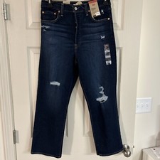Women  s Levi's 31x27 Jeans Ribcage Straight Ankle Blue Denim Pants Button Fly