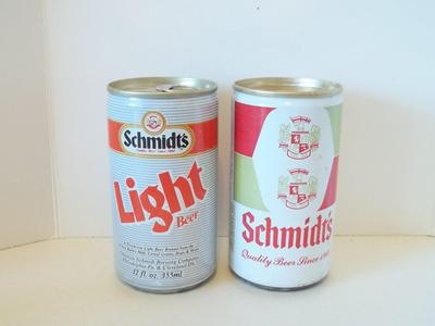 VINTAGE SCHMIDTS LIGHT BEER CAN LOT OF 2 MAN CAVE DECORATION