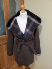 Vera Wang Dark Green Wool Belted Hooded Fully Lined Coat