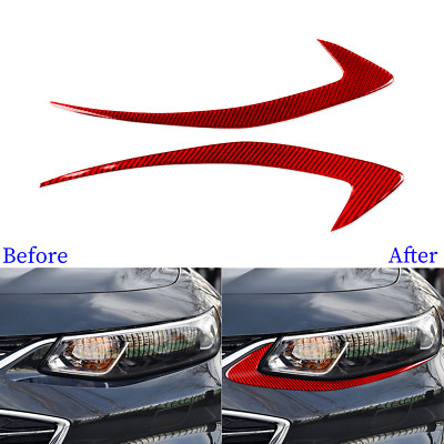 Front Headlight Eyebrow Cover Trim For Chevrolet Malibu 16-24 Red Carbon Fiber