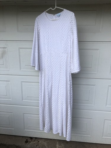 Vtg-look White Karma Maxi-Dress Beach Wedding Boho Sz 8 Fully Lined 100% Cotton - Picture 4 of 11