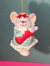 Jasco Caring Critters Hand Painted Porcelain Christmas Mouse Bell Ornament