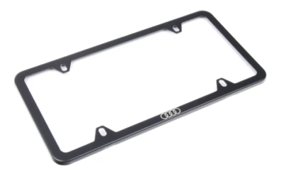 Audi Black License Plate Slimline Frame with Spacers + Covers
