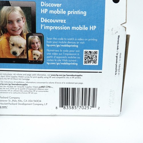 Set of HP 60XL Black & Color Ink Cartridges Brand New Sealed Expired 2017 - Picture 5 of 6