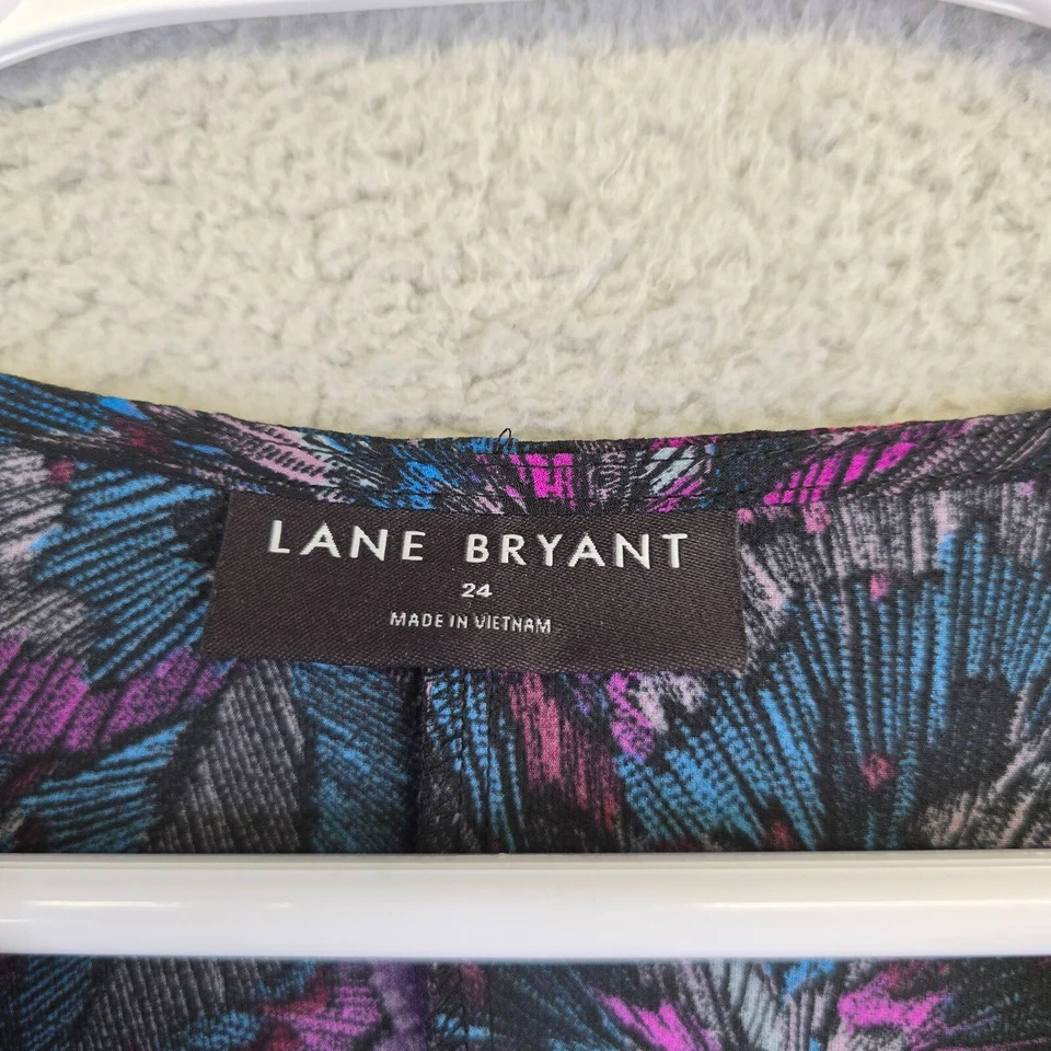 Blusa Lane Bryant Mujer Plus 24 Púrpura Floral Peplum Fluido Boho Hadas Fiesta Top Foto 2 de 4