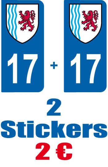 SAFIRMES 2-STICKERS-PLAQUE-AUTO-IMMATRICULATION-DEPARTEMENT-LOGO 17