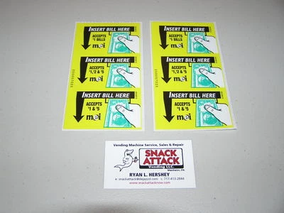(2) MARS MEI VN2511 / VN2512 BILL VALIDATOR (3) DECAL STICKERS $1, $2 & $5
