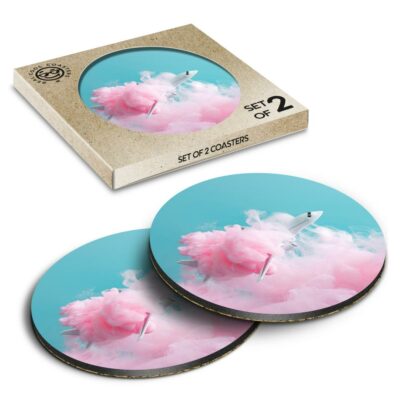 2 x Box Runde Untersetzer - Flugzeug Plane Pink Cloud #2065
