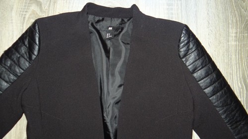 Women's H&M black smart blazer with faux leather sleeves biker size S (EU 38) - Picture 9 of 24