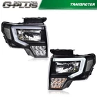 Fit For 2009-2014 Ford F-150 Headlights Black/Clear LED DRL Head Lamps