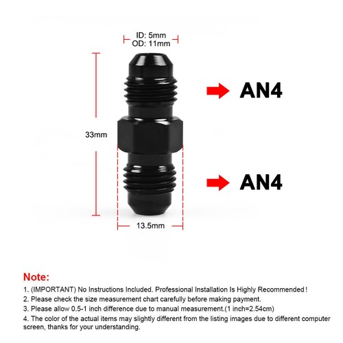 2pcs Aluminum Straight Adapter 4/6/8/10 AN to 4/6/8/10 AN Fitting For Fuel Water - Picture 7 of 15