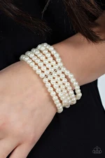Paparazzi-Jewelry, A Pearly Affair White-Bracelets