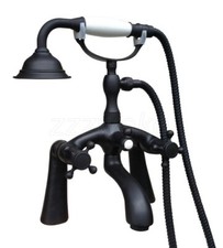 Deck Mounted Black Brass Clawfoot Bathtub Tub Faucet w/Handheld Shower Ztf508
