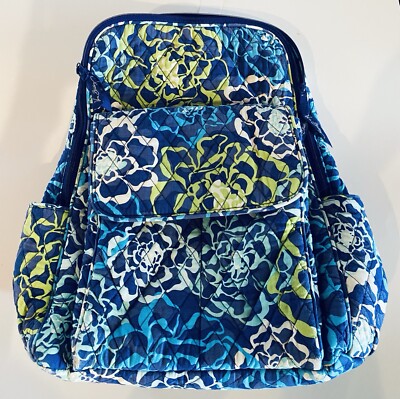 Vera Bradley Blue And Green Flower Backpack *FLAWS