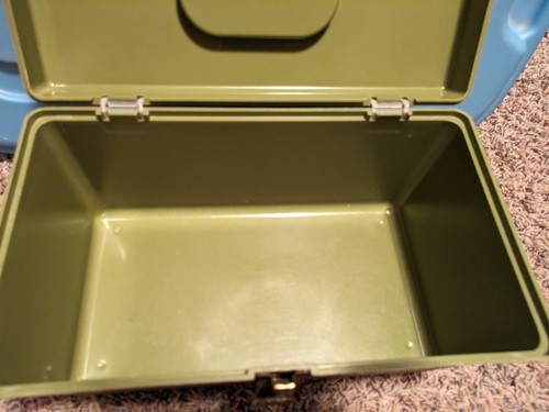 Scatola da cucire vintage WIL-HOLD Wilson grande plastica verde avocado con vassoio - Foto 8 di 13