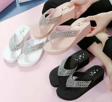 Summer Women Ladies Wedge Platform Thong Flip Flops Sandals Beach Slippers Shoes